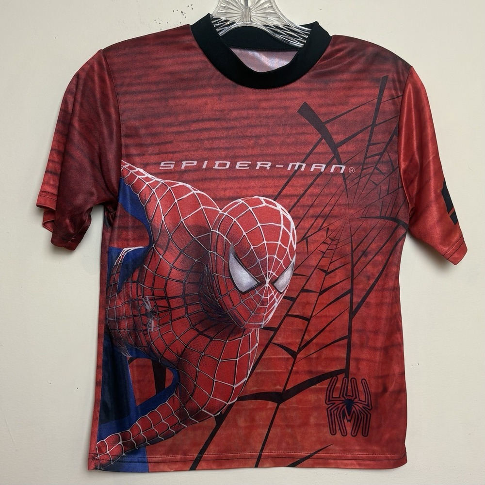 Vintage Spider-Man Movie 2002 Y2K All Over Print Shirt Kids Youth L